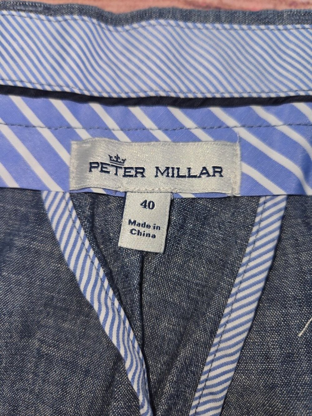 Peter Millar Mens Blue Chambray Shorts Size 40 - Picture 3 of 6